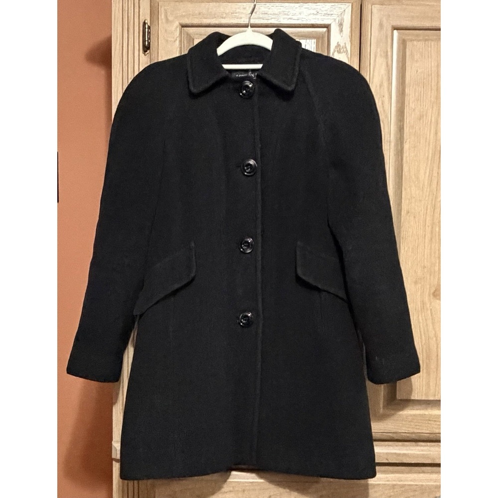 Women's London Fog Wool Blend Black Heavy Winter Coat Jacket Size Petite Small